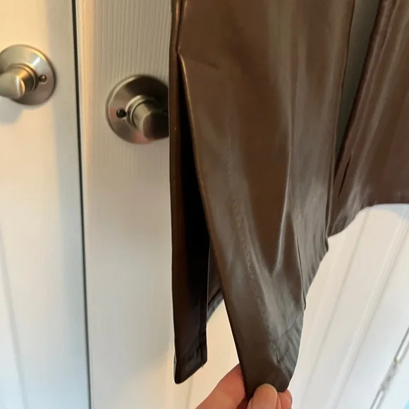 Abercrombie & Fitch Vegan Leather Pants - Brown Flare - Picture 4 of 11